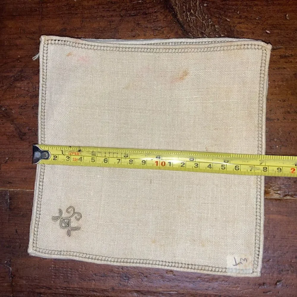 Vintage Handmade Napkin & Coaster Set, Eyelet Detail with Accented Stitching